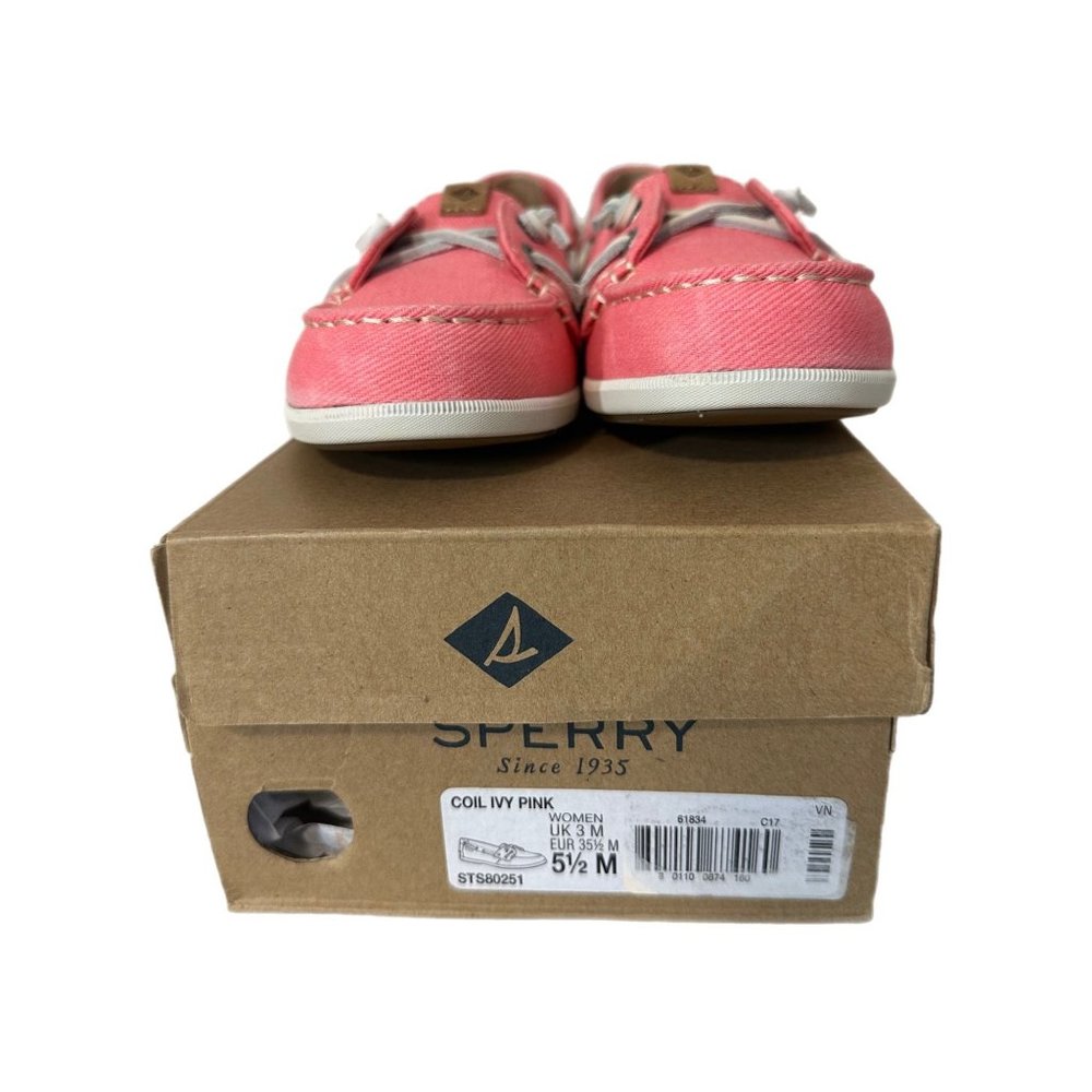 Sperry Women's Size 5.5 Coil Ivy Pink Canvas Boat Shoe STS80251 NEW